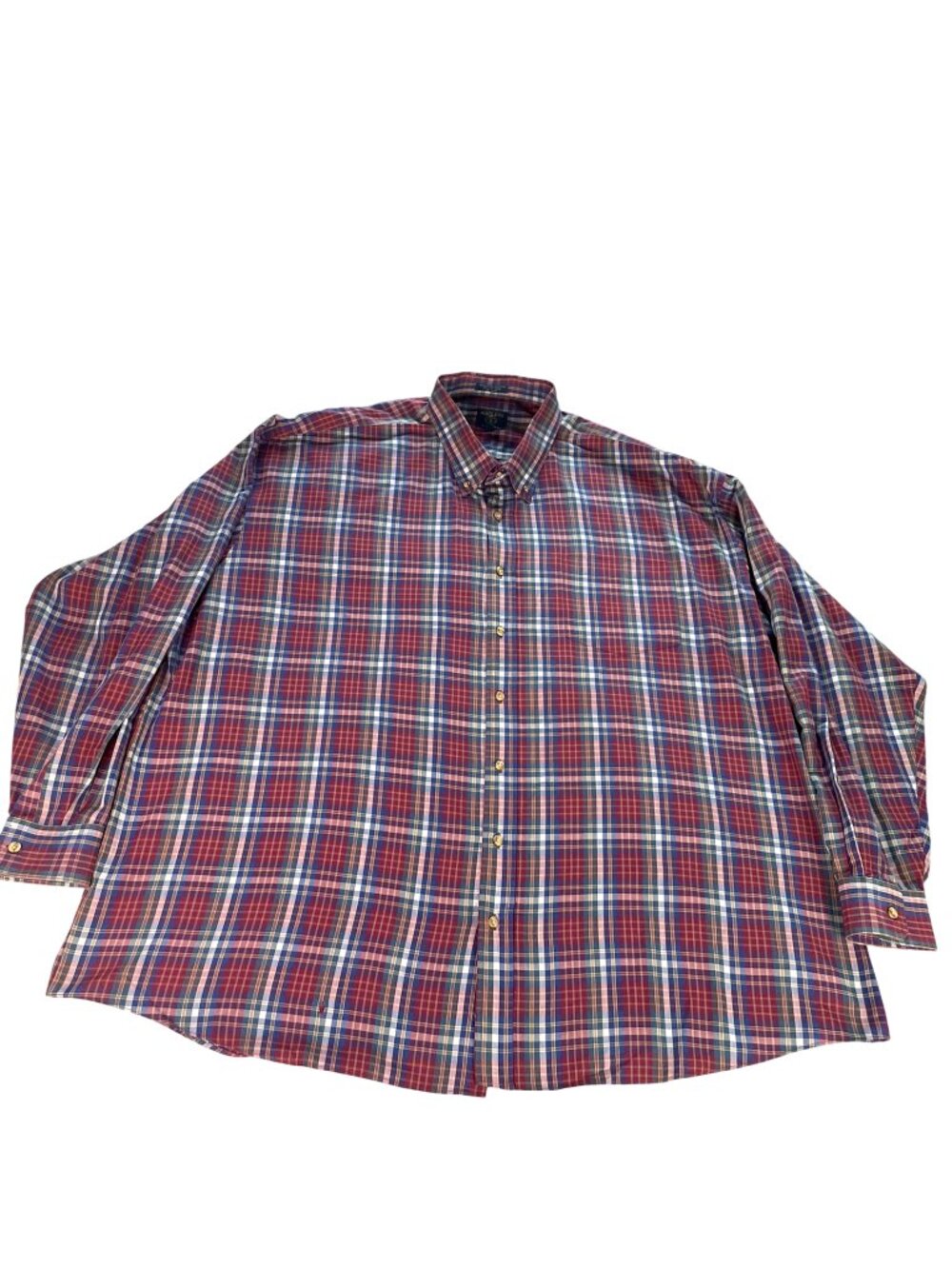 Vintage Salmon River Traders Plaid Button Down Shirt 4XLT Big Tall Red Blue